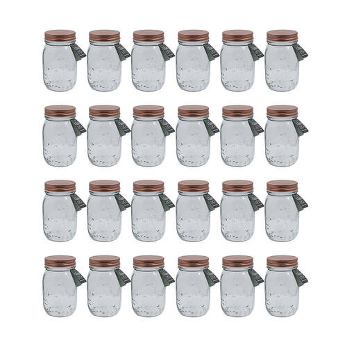 24PK Glass & Co 500ml Olivia Glass Preserve Jar - Rose Gold