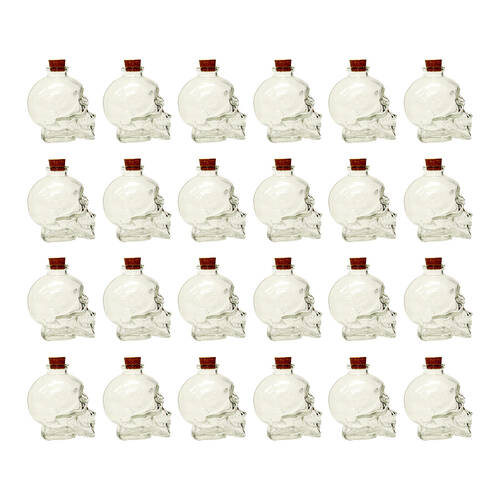 24PK Glass & Co 180ml Small Glass Skull Drinking Bottle - Clear