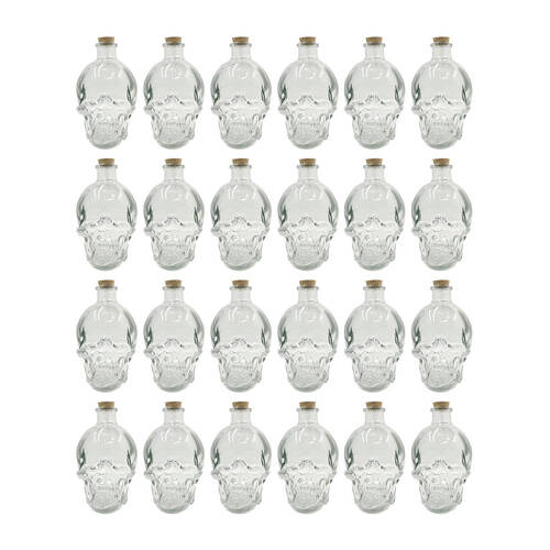 24PK Glass & Co 380ml Medium Glass Skull Drinking Bottle - Clear