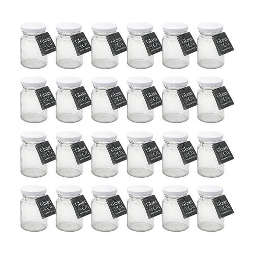 24PK Glass & Co 100ml Round Mini Glass Jar Assorted - Black/Gold/White