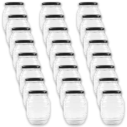 24PK Glass & Co Cleo Ribbed Round Honey Pot Screw Lid Jar 80ml Clear Assorted