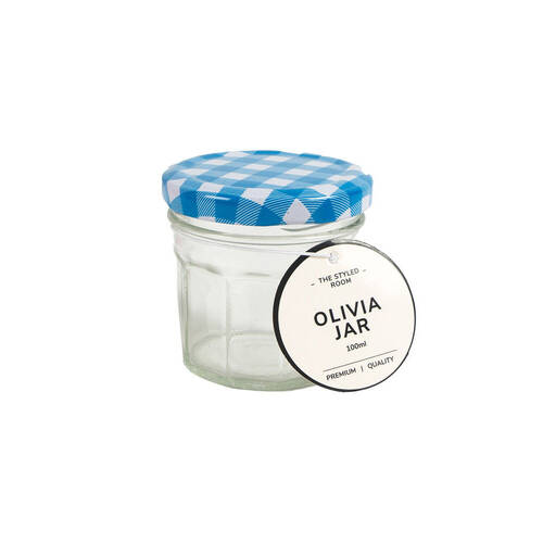 48PK The Styled Room 100ml Hex Glass Jar Assorted - Blue/Red
