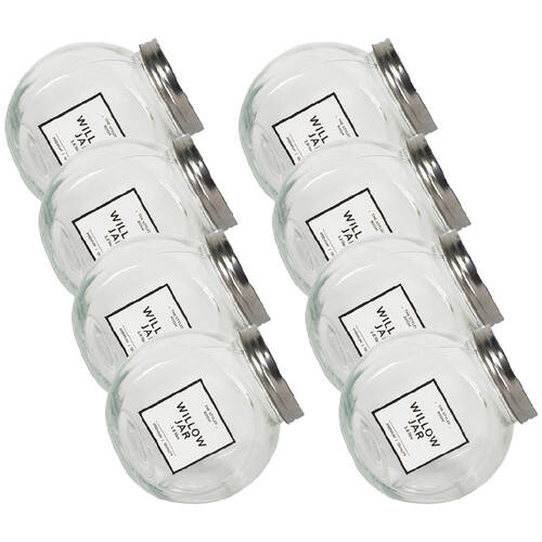 8PK Glass & Co Willow Premium Tilt Silver Screw Lid Storage Jar 1.6L Clear