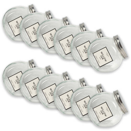 12PK Glass & Co Willow Premium Tilt Silver Screw Lid Storage Jar 650ml Clear