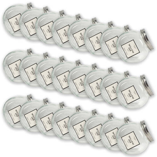 24PK Glass & Co Willow Premium Tilt Silver Screw Lid Storage Jar 650ml Clear