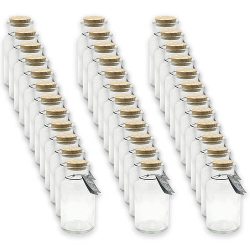 36PK Glass & Co Courtney Push Cork Lid Round Storage Bottle Jar 290ml Clear