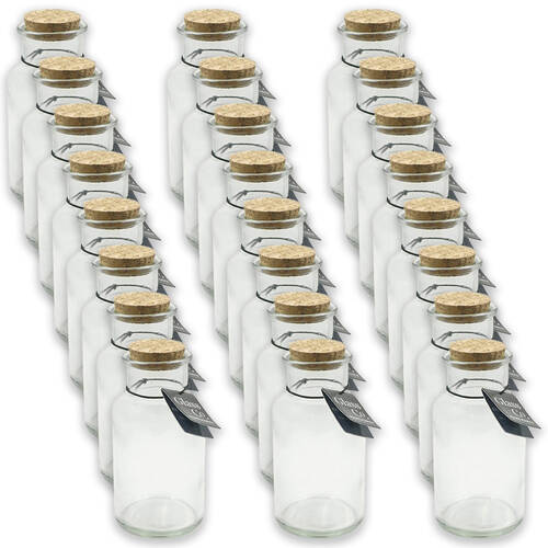 24PK Glass & Co Courtney Push Cork Lid Round Storage Bottle Jar 570ml Clear