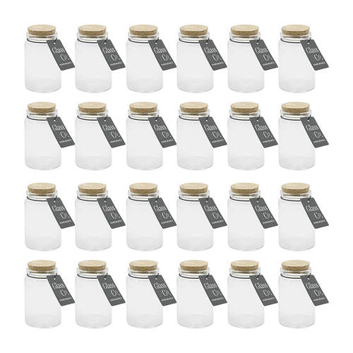 24PK Glass & Co Courtney 90ml Glass Jar w/ Cork Lid - Clear