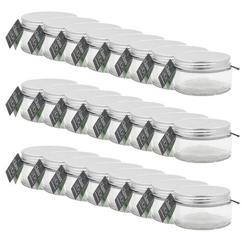 24PK Glass & Co Olivia Round Silver Screw Lid Preserving Storage Jar 230ml Clear
