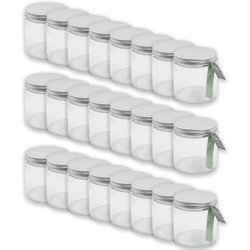24PK Glass & Co Olivia Round Silver Screw Lid Preserving Storage Jar 500ml Clear