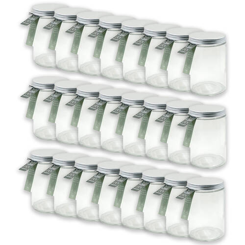 24PK Glass & Co Olivia Round Silver Screw Lid Preserving Storage Jar 750ml Clear