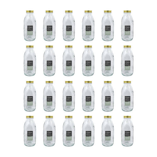 24PK Glass & Co 1L Preserve Glass Bottle Tropical w/ Lid - Clear/Gold