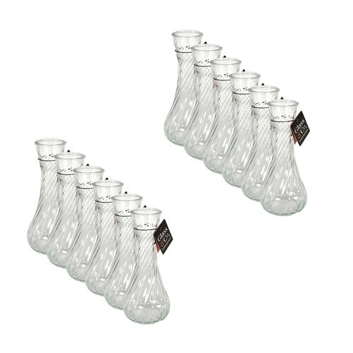 12PK Glass & Co Ribbed Bottleneck Glass Vase 244x15.4cm - Clear