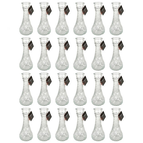 24PK Glass & Co Ribbed Bottleneck Glass Vase 244x15.4cm - Clear