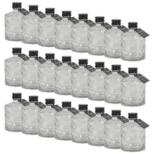 24PK Glass & Co Quilted Round Black Lid Bottle Storage Jar 210ml Clear
