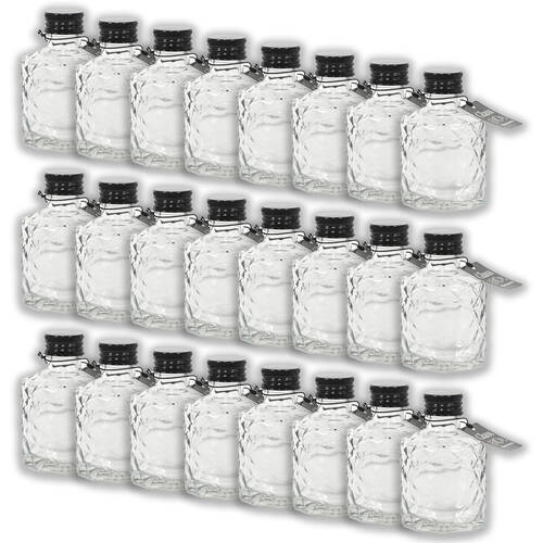 24PK Glass & Co Quilted Round Black Lid Bottle Storage Jar 110ml Clear