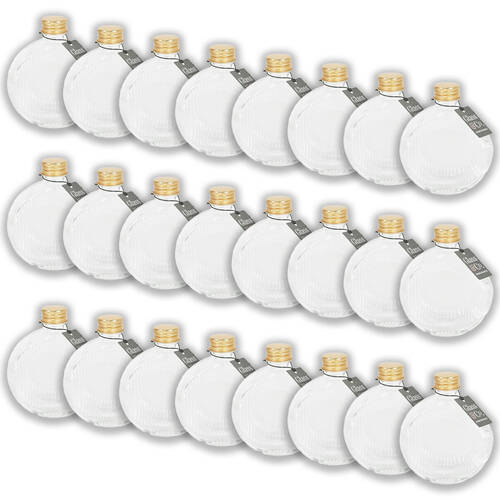 24PK Glass & Co Flat Round Gold Lid Bottle Storage Jar 210ml Clear