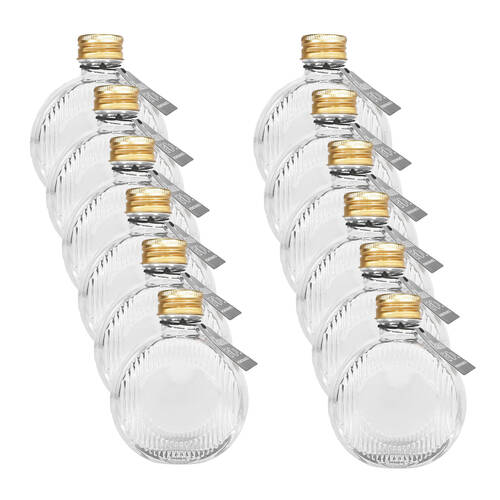 12PK Glass & Co Flat Round Gold Lid Bottle Storage Jar 120ml Clear