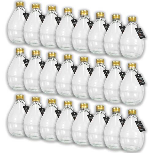 24PK Glass & Co Round Metallic Gold Lid Bottle Storage Jar 350ml Clear