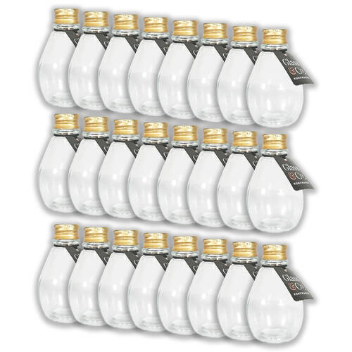 24PK Glass & Co Round Metallic Gold Lid Bottle Storage Jar 110ml Clear