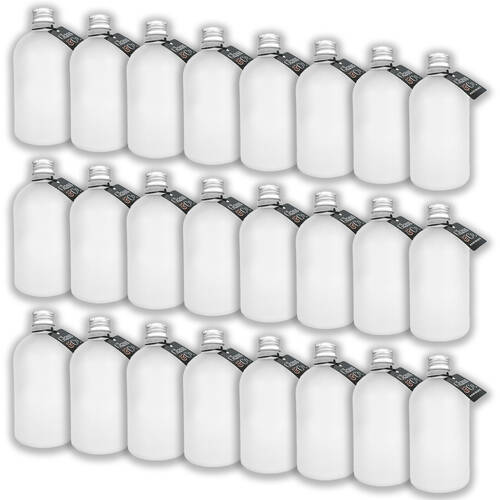 24PK Glass & Co Round Silver Lid Frosted Bottle Storage Jar 270ml Clear