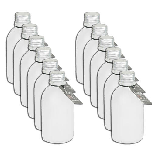 12PK Glass & Co Round Silver Lid Frosted Bottle Storage Jar 150ml Clear