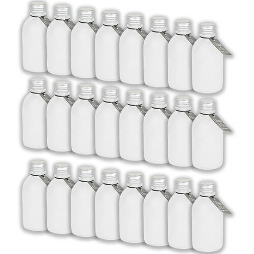 24PK Glass & Co Round Silver Lid Frosted Bottle Storage Jar 150ml Clear