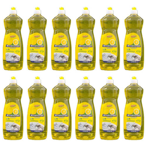 12PK Shinax Dishwashing Liquid Dish Detergent w/ Fresh Lemon Fragrance 1L