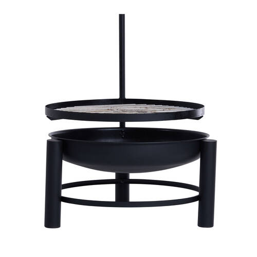 Glow 64x80cm Carolina Fire Pit w/ BBQ Planchia Grill Black