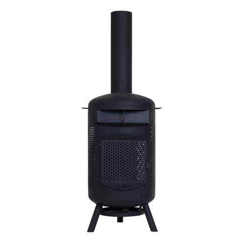 Glow 50x157cm Roma Chimenea Fireplace w/ Pizza Oven Black