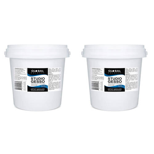 2PK Global Studio Flexible and Fast-Drying Gesso Paint Primer 1Litre White