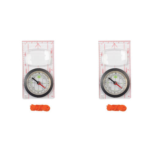 2PK Elemental Plastic Compact Liquid Filled Dial Map Compass 11.5x6.5cm