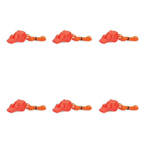 6PK Elemental Pro Blow Pealess Camping/Hiking Whistle - Orange