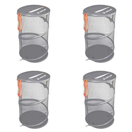 4PK Elemental 75L Portable Collapsible Laundry Hamper 63x40cm - Grey