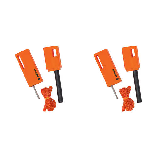 2x 3pc Elemental Flint Camping Fire Starter Set - Orange