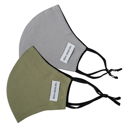 2PK The Good Brand Breathable 2 Ply Face Mask - Grey/Mint