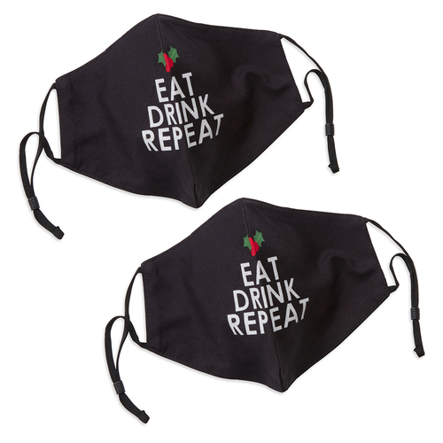 2PK The Good Brand Breathable Xmas Edition Facemask Eat Drink Repeat