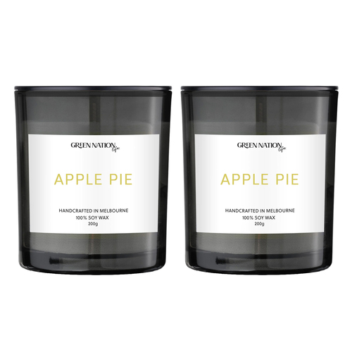 2 x Green Nation Life Soy Wax Candle 200g Apple Pie Home Scented Fragrance