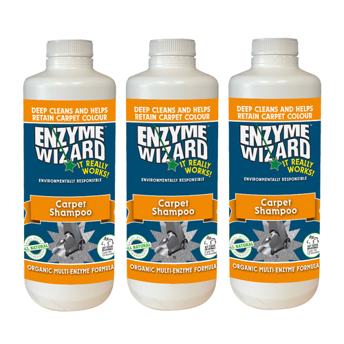 3PK Enzyme Wizard Carpet Rug Shampoo Surface Cleaner 1L