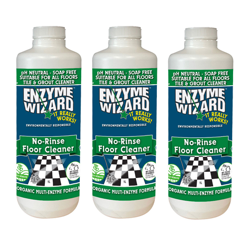 3PK Enzyme Wizard No Rinse Floor Tile Surface Cleaner 1L