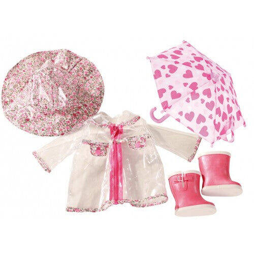 5pc Gotz Wardrobe Raincoat Hat Umbrella & Boots Baby Girl Doll Clothes Toy 45-50cm