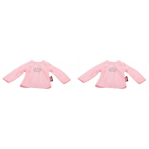 2PK Gotz Wardrobe Pink Long Sleeved Tshirt w/ Crown Baby Girl Doll Clothes 42cm