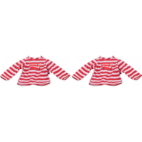 2PK Gotz Wardrobe Red Stripy T-Shirt w/ Bus Baby Doll Clothes 30-33cm