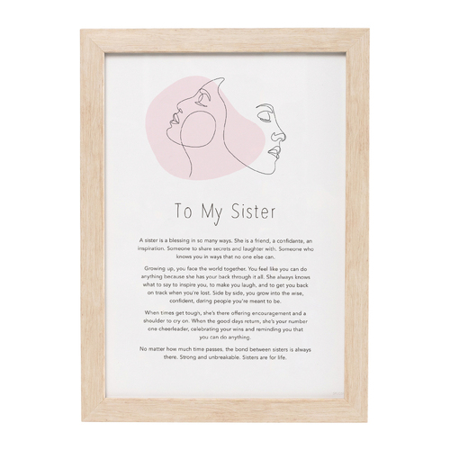 Splosh Gift Of Words To My Sister Message Plaque 24x32.5cm