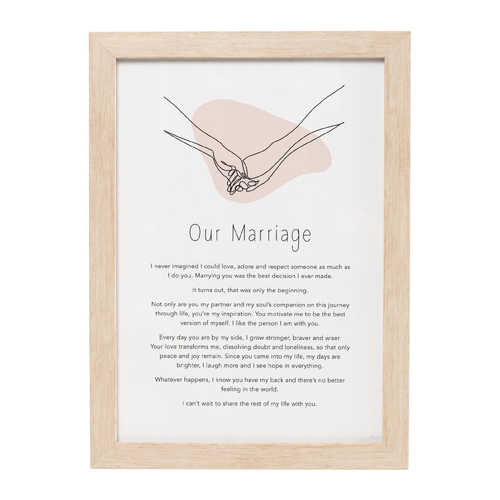 Splosh Gift Of Words Marriage Message Plaque 24x32.5cm