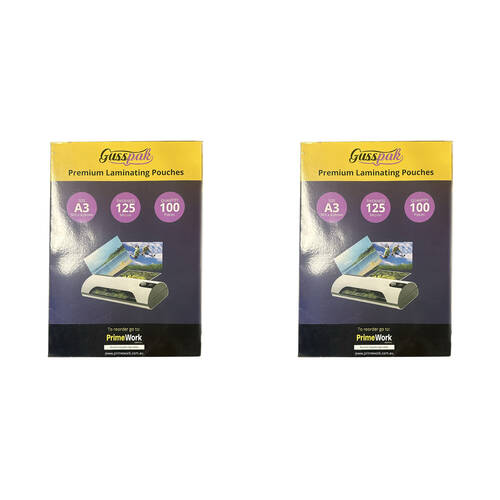 200pc Gusspak A3 Laminating Pouches 125 Micron Gloss
