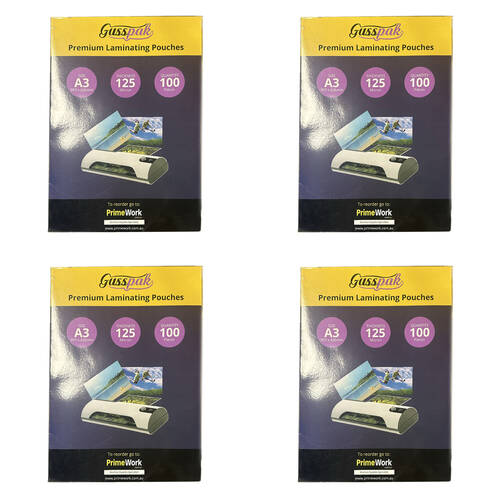 400pc Gusspak A3 Laminating Pouches 125 Micron Gloss