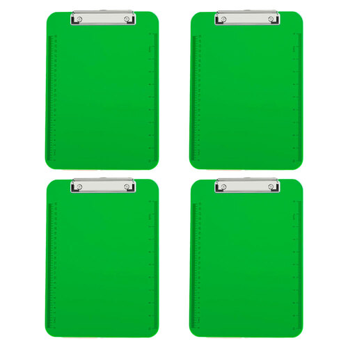 4PK Gusspak Plastic Clipboard A4 Paper - Transparent Green
