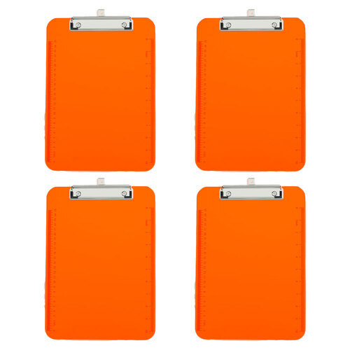 4PK Gusspak Plastic Clipboard A4 Paper - Transparent Orange