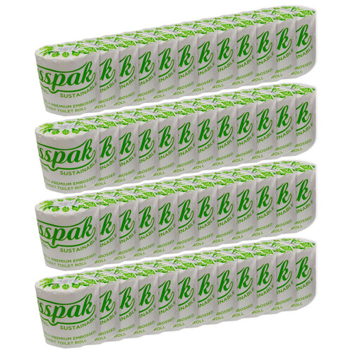 48pc Gusspak Eco Friendly Embossed 2 Ply 400 Sheet Wrapped Toilet Paper Rolls